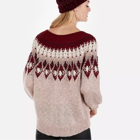 Express Fair Isle Metallic Knit Sweater Size Small - Picture 2 of 8